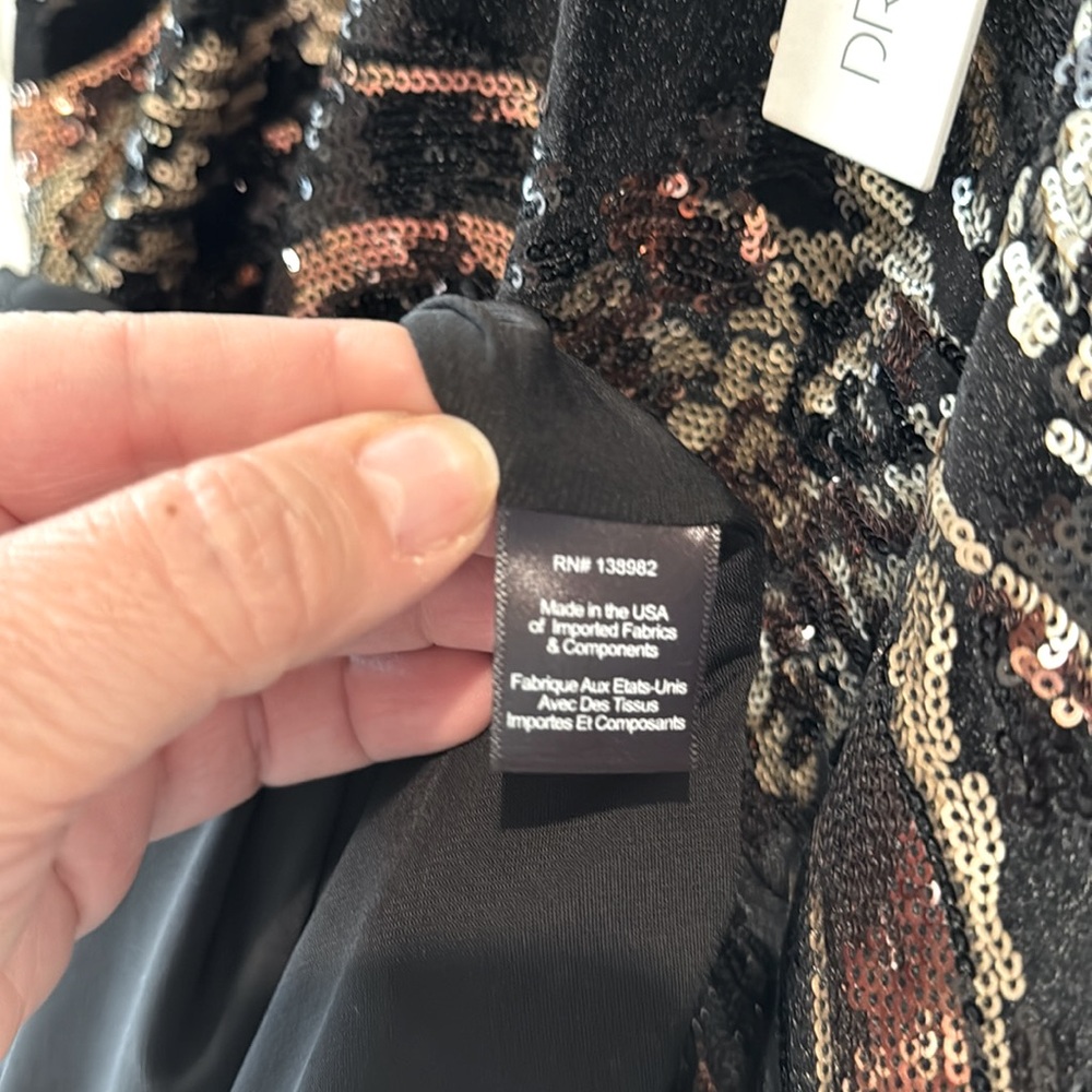 Dress the Population Black Sequin Midi Dress with Gold & Bronze Accents - Picture 8 of 9